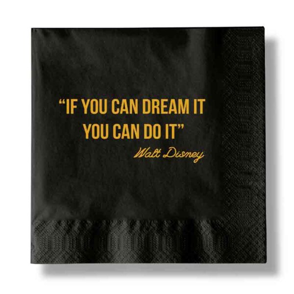 CUSTOM PRINTED BLACK COCKTAIL NAPKINS 24x24 CM